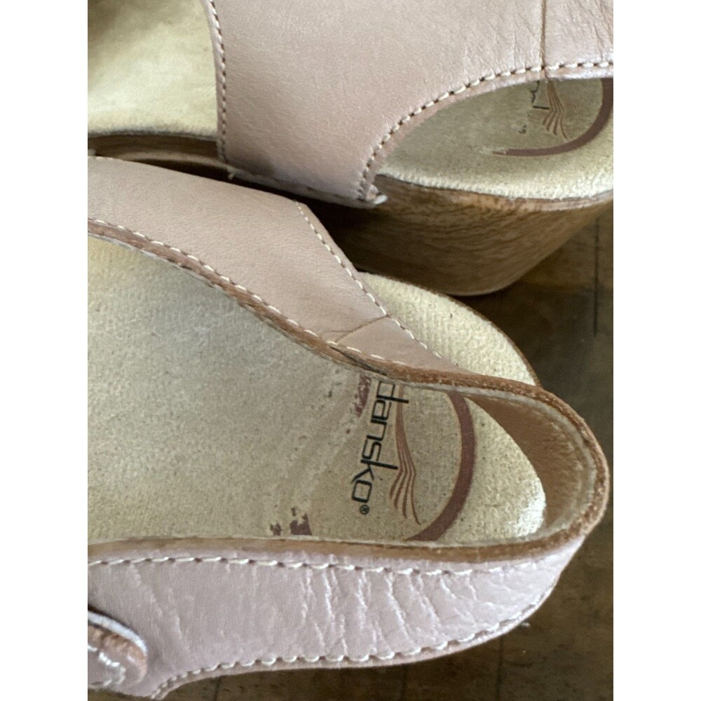 Dansko Beige Leather Closed Toe Sandals Clogs Mary Jane Womens 38 7.5/8 - Picture 4 of 10